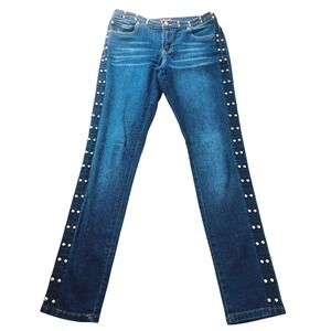 Venus‎ Womens Dark Wash Jeans 6 Studded Legs/Waist Cotton Stretch